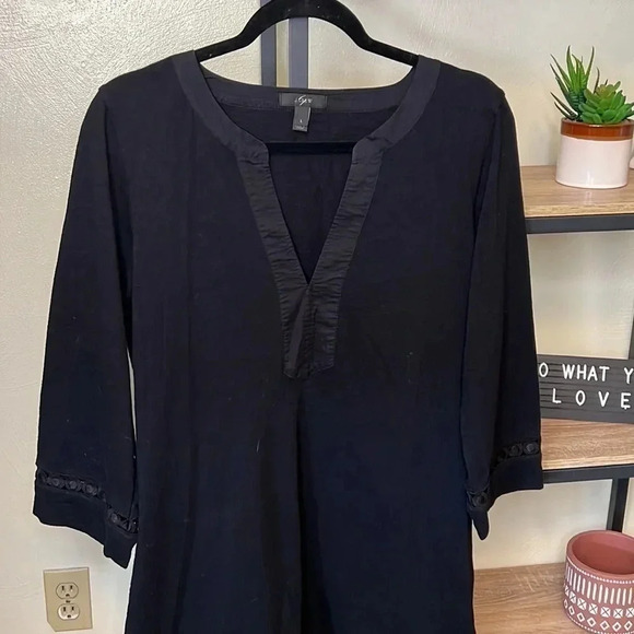 J. Crew Black Dress with Eyelet details Size L - Picture 2 of 6